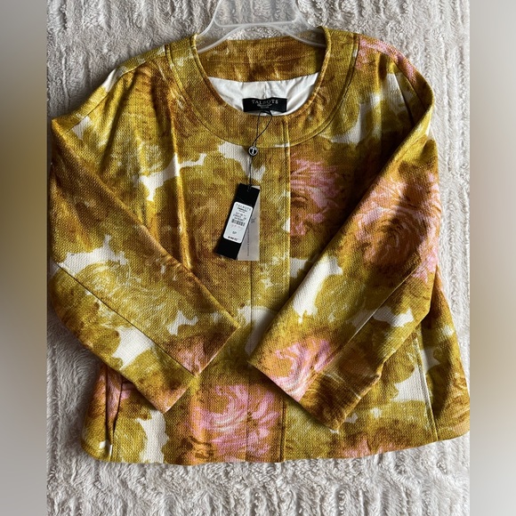 Talbots Jackets & Blazers - Talbots Womens Floral Tweed Watercolor Jacket 6P Retro Career pink yellow white